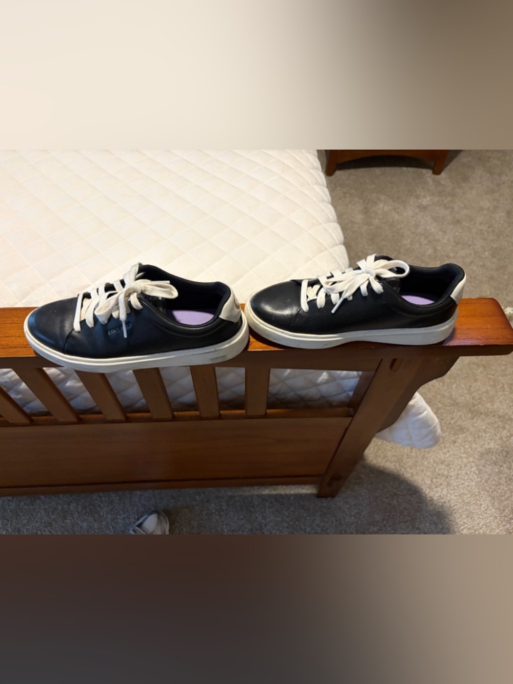 Cole Haan Black Leather Low-Top Sneakers with White Soles